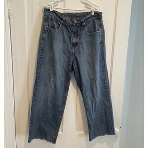 7 Seven For All Mankind Jeans Mens 34 The Straight Classic Blue Denim Raw Hem